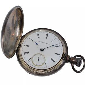 Vintage 1874 Elgin Coin Silver Case Pocket Watch Grade 63 18s 13j Double Hunter!
